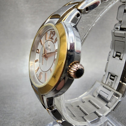 Bulova Watch Women 26mm Silver Dial Two Tone Round  98L153 New Battery2
