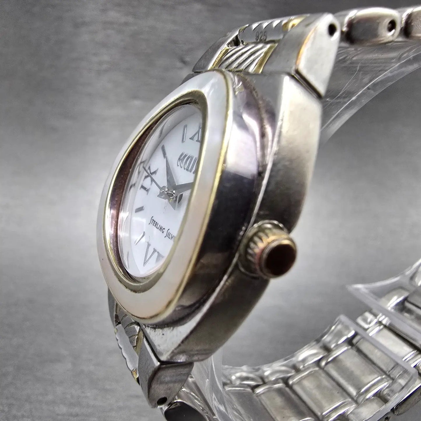 Ecclissi Watch Women 28mm White Dial Two Tone Sterling Silver 33035 New Battery3