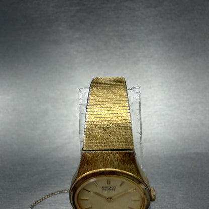 Seiko Watch Women 18mm Champagne Dial Gold Tone Round VTG 2C20-0029 New Battery4