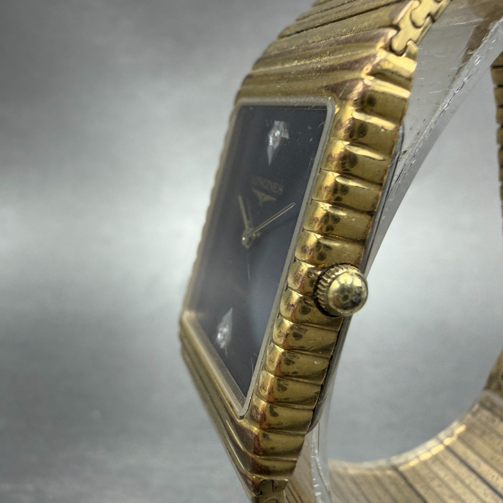 Longines Tank Watch Men 24mm Black Dial Gold Tone Rectangle New battery VTG2