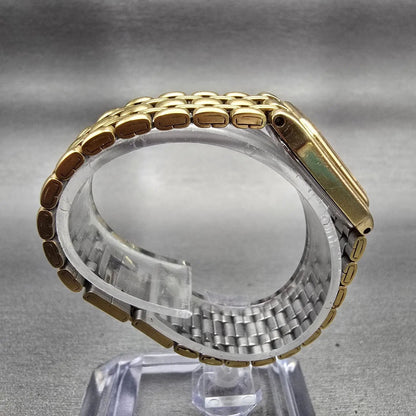 Bulova Watch Women 19mm Gold Dial Gold Tone Rectangle Vintage New Battery8