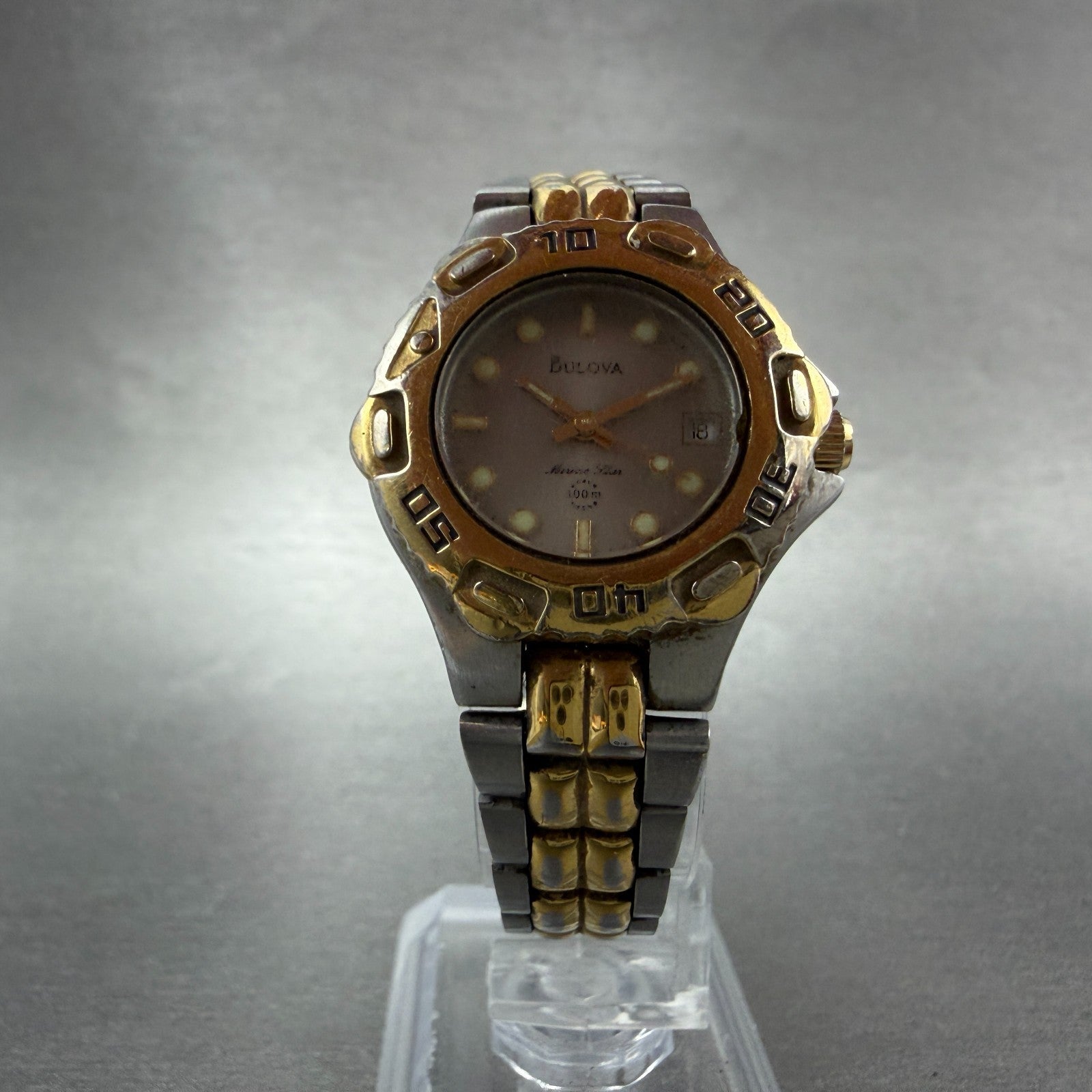 Bulova Marine Star Watch Women 26mm Silver Dial Two Tone Date 90G19 New Battery5