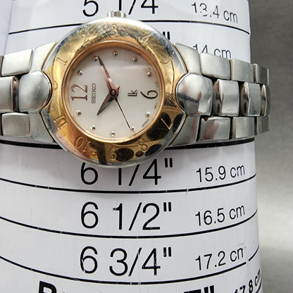 Seiko Lukia Watch Women 24mm MOP Dial Two Tone Round 1N01-0L80 New Battery
