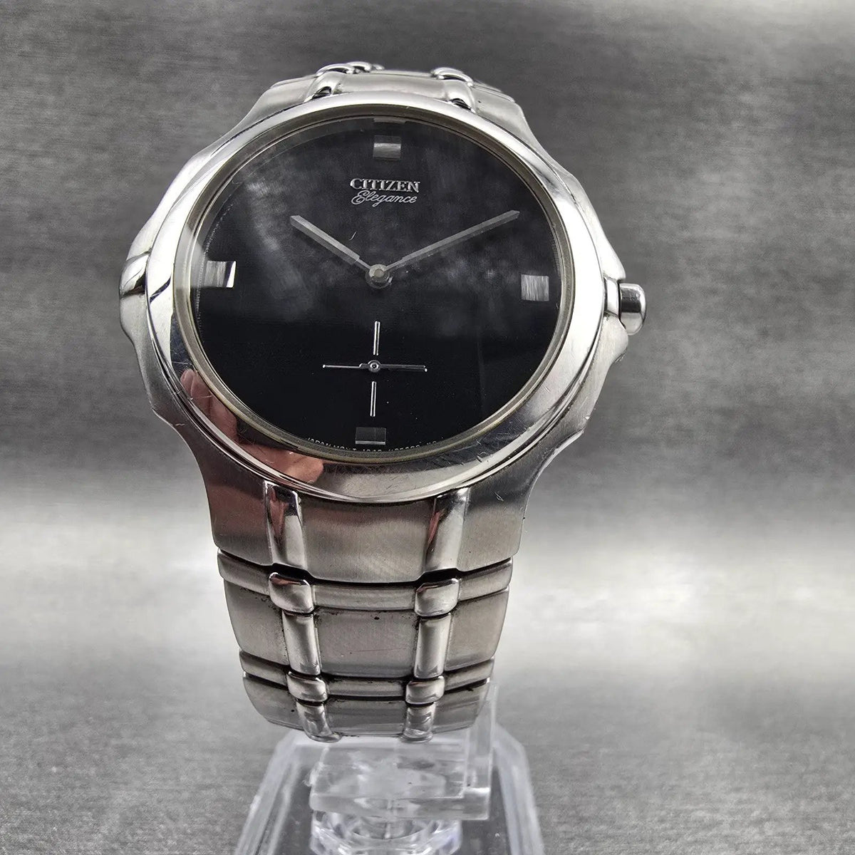 Citizen Elegance Mens Watch 38mm Black Dial Silver Tone Round 1045-S76540 NewBat5
