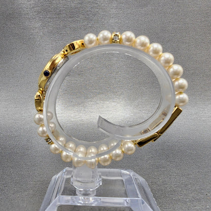Avon Watch Women 18mm Silver Dial Gold Tone Oval Crystal Accents New Battery6