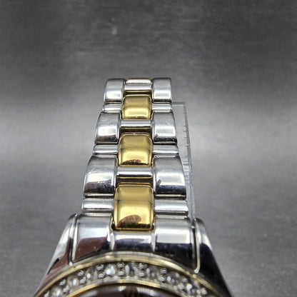 Seiko Solar Watch Women 29mm MOP Dial Two Tone Date Round V137-0AA0 Runs4