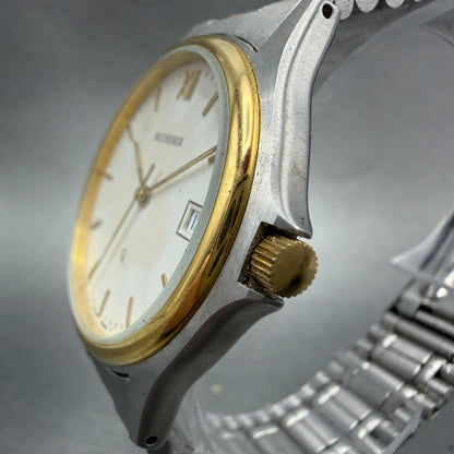 Bucherer Q Watch Men 36mm White Dial Two Tone Date Round 1.1471.0.82 PARTS3