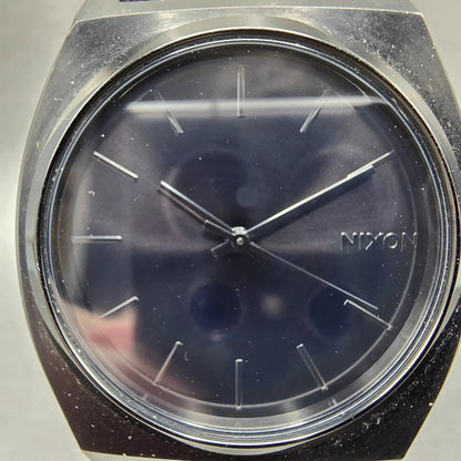 Nixon Time Teller Watch Men 37mm Black Dial Black Tone Round Bracelet New Batt V1