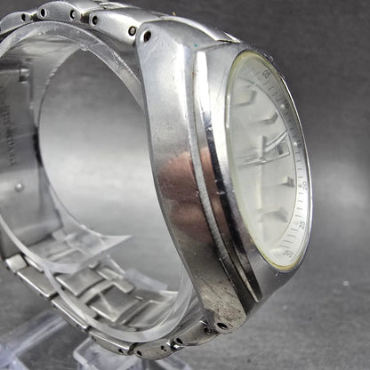 Fossil Blue Watch Women 33mm Silver Dial Silver Tone Daydate AM-3588 New Battery3