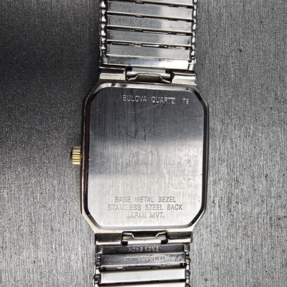 Bulova Caravelle Watch Men 26mm White Dial Two Tone Date Rectangle 40B51 New Bat10