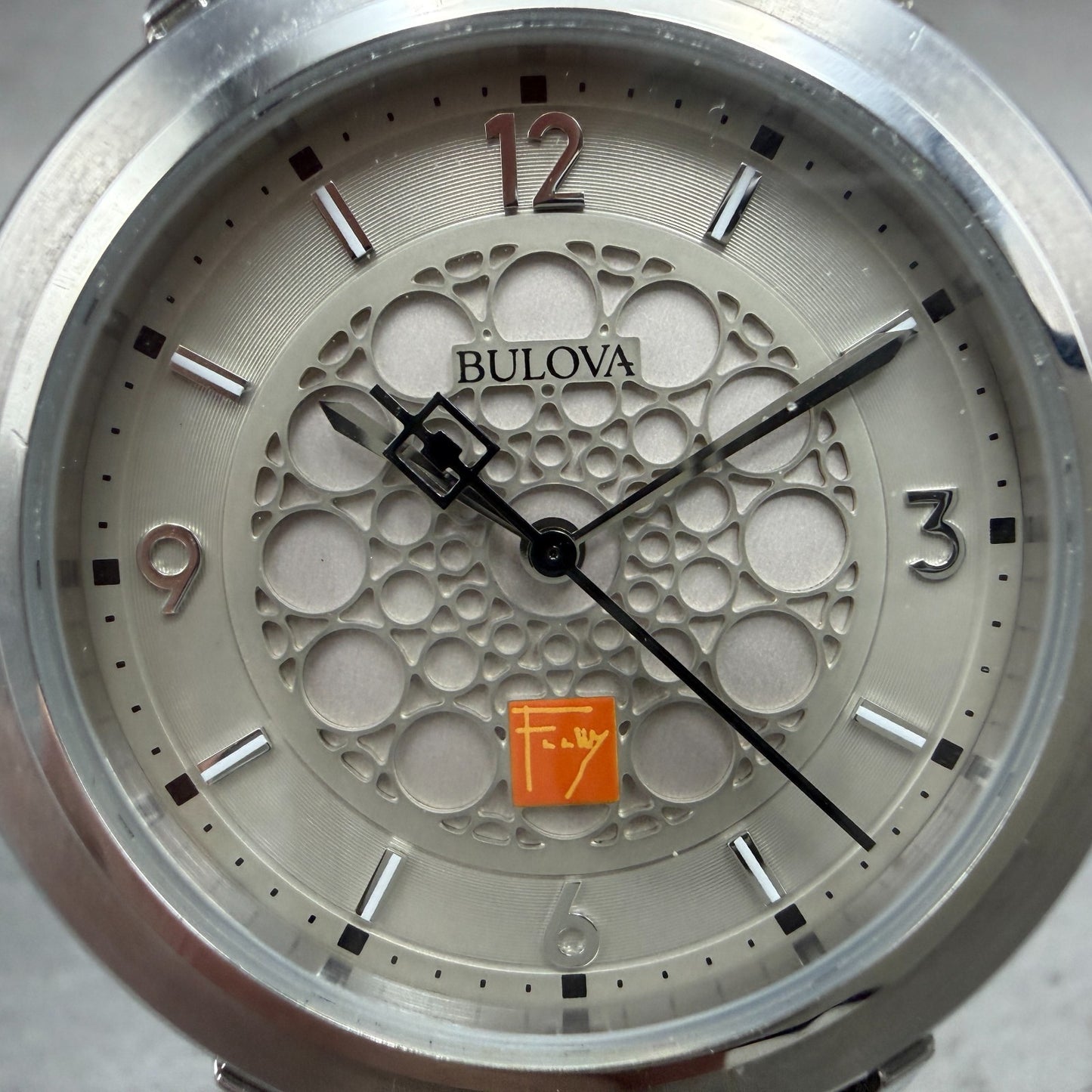 Bulova Frank Lloyd Watch Men 40mm Silver Dial Silver Tone Round 96A164 New Batt1