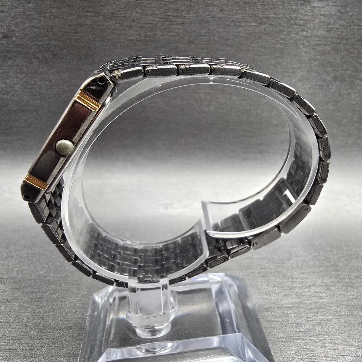 Seiko Watch Men 24mm Silver Dial Two Tone Date Rectangle 2A32-5230 New Battery6