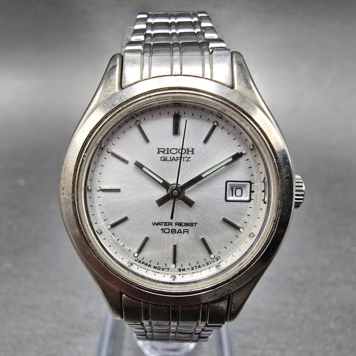 Ricoh Watch Women 26mm Silver Dial Silver Tone Date Round  New Battery0