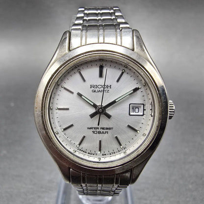 Ricoh Watch Women 26mm Silver Dial Silver Tone Date Round  New Battery0