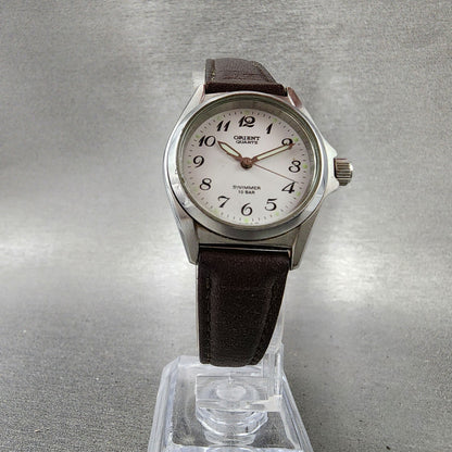 Orient Swimmer Watch Women 27mm White Dial Silver Tone Round New Battery VTG5