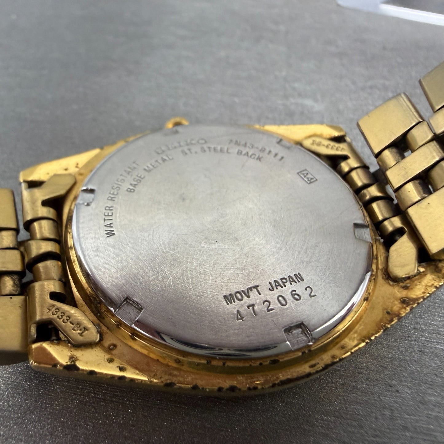 Seiko President Watch Men 36mm Gold Dial Gold Tone Daydate 7N43-8111 New Battery9