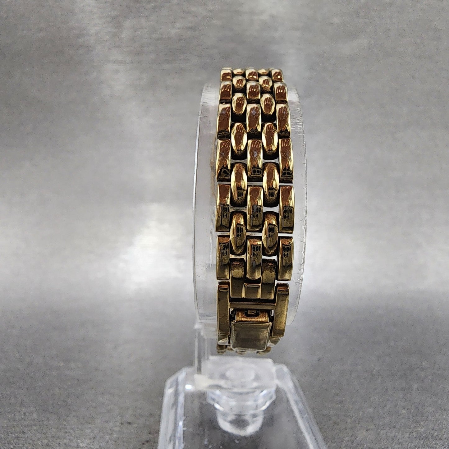 Seiko Tank Watch Women 13mm Silver Tone Gold Tone Rectangle 2e206859 NewBattery7