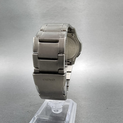 Casio Wave Ceptor Watch Men 42mm Black Dial Titanium Solar Analog Digital Works7