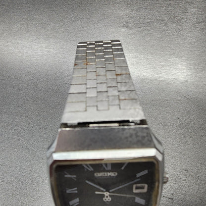 Seiko Watch Men 33mm Brown Dial Silver Tone Date Rectangle 0842-5010 New Battery