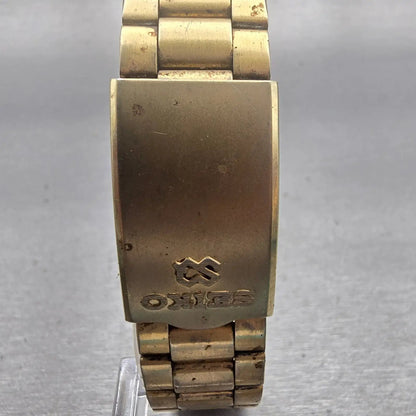 Seiko SQ Watch Men 32mm Gold Dial Gold Tone Date Round 5Y22-6009 New Battery VTG7