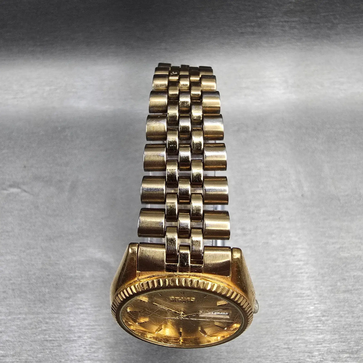 Seiko President Watch Men 35mm Gold Dial Gold Tone Daydate 7N43-8111 New Battery4