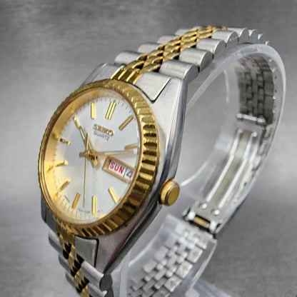 Seiko Watch Women 24mm White Dial Two Tone Daydate Round 7N830041 New Battery2