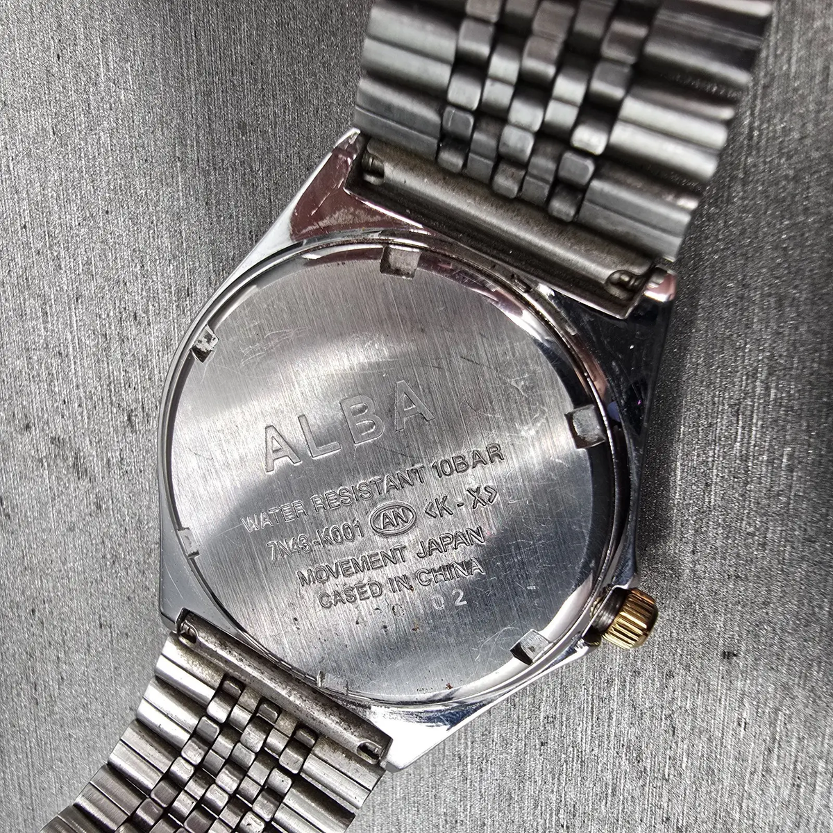Seiko Alba Watch Men 35mm Silver Dial Two Tone Daydate 7N43-K001 New Battery10