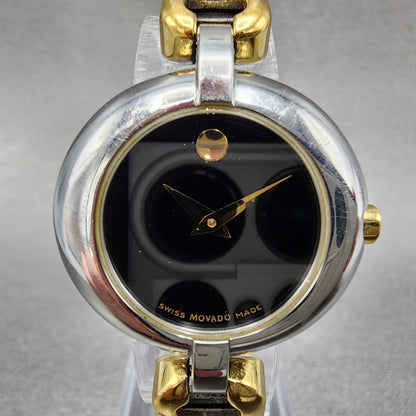 Movado Vivo Watch Women 28mm Black Dial Two Tone Round 81 A1 1701 New Battery