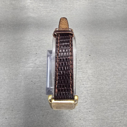 Seiko Watch Women 20mm Gold Dial Gold Tone Rectangle 5420-5000 New Battery VTG4