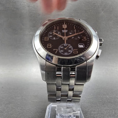 Victorinox Swiss Army Alliance Chronograph Watch Men 40mm Black Dial Steel Runs5