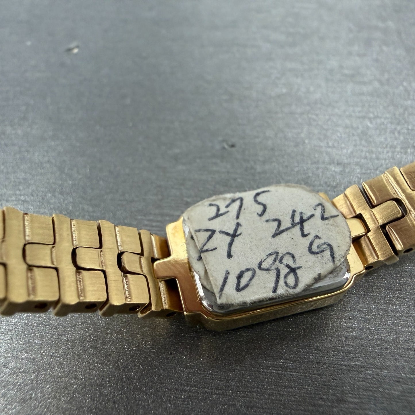 Seiko Watch Women 13mm Black Dial Gold Tone Rectangle 1E20-5689 New Battery NOS9