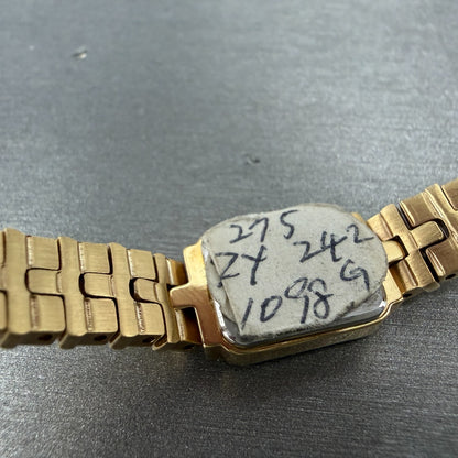 Seiko Watch Women 13mm Black Dial Gold Tone Rectangle 1E20-5689 New Battery NOS9