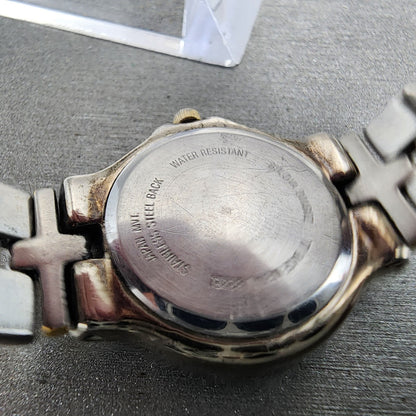 Bulova Watch Women Two Tone White Dial Date 25mm Round 98M36 New Battery A1239