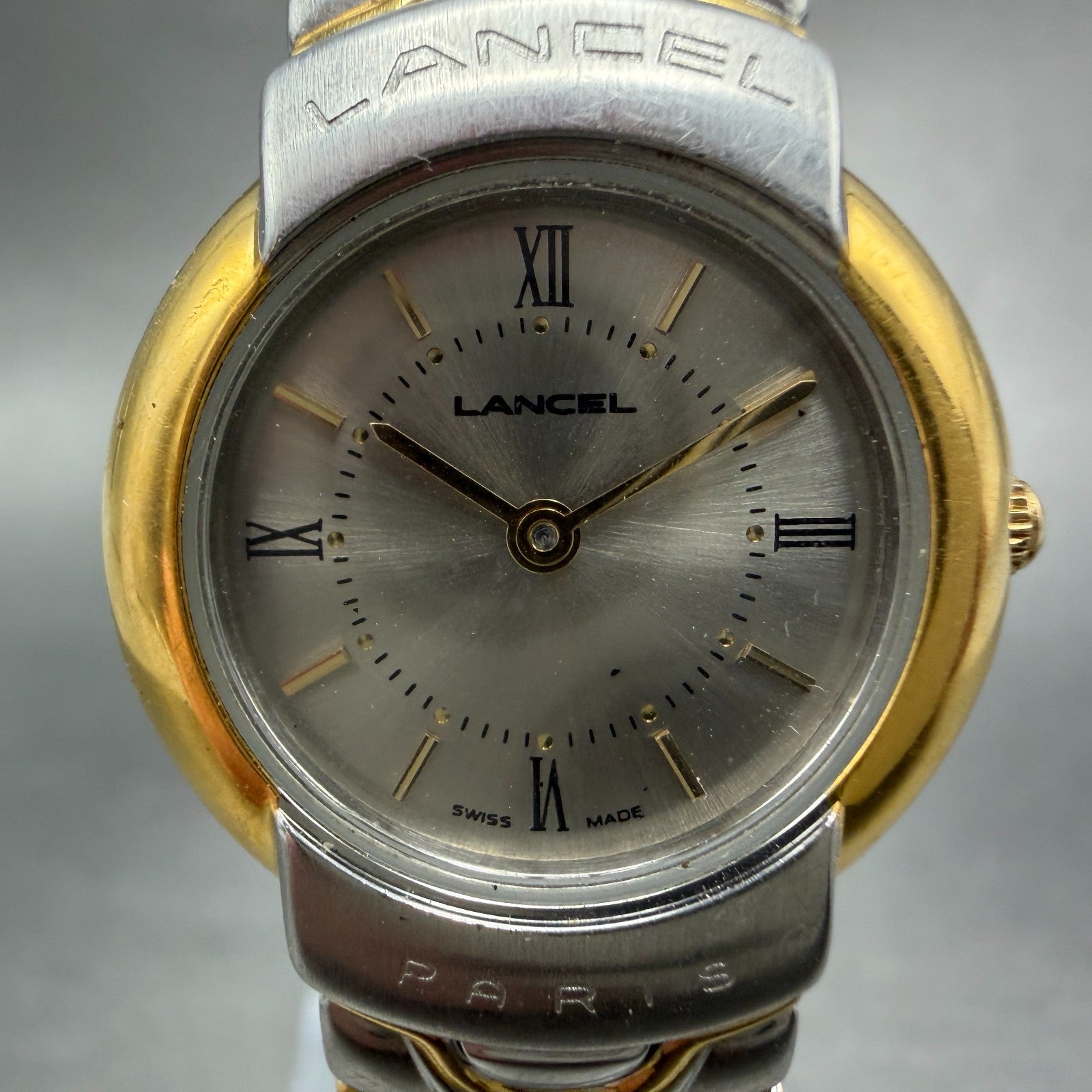 Lancel Watch Women 25mm Silver Dial Two Tone Round New Battery Vintage Bracelet1