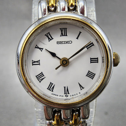 Seiko Watch Women 20mm White Dial Two Tone Round 1f210a30 New Battery1