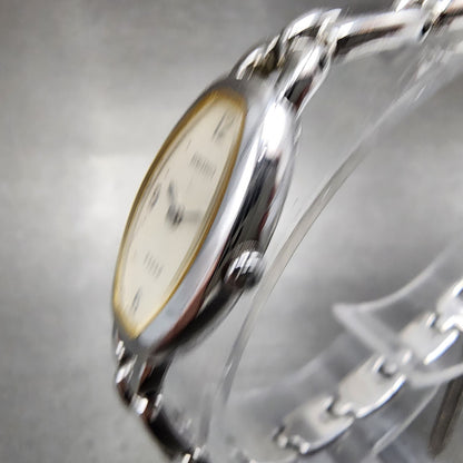 Seiko Tisse Watch Women 15mm White Dial Silver Tone Oval 2e207110 New Battery2