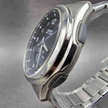 Casio Wave Ceptor  Watch Men 42mm Black Dial Steel Analog Digital Solar Runs R1