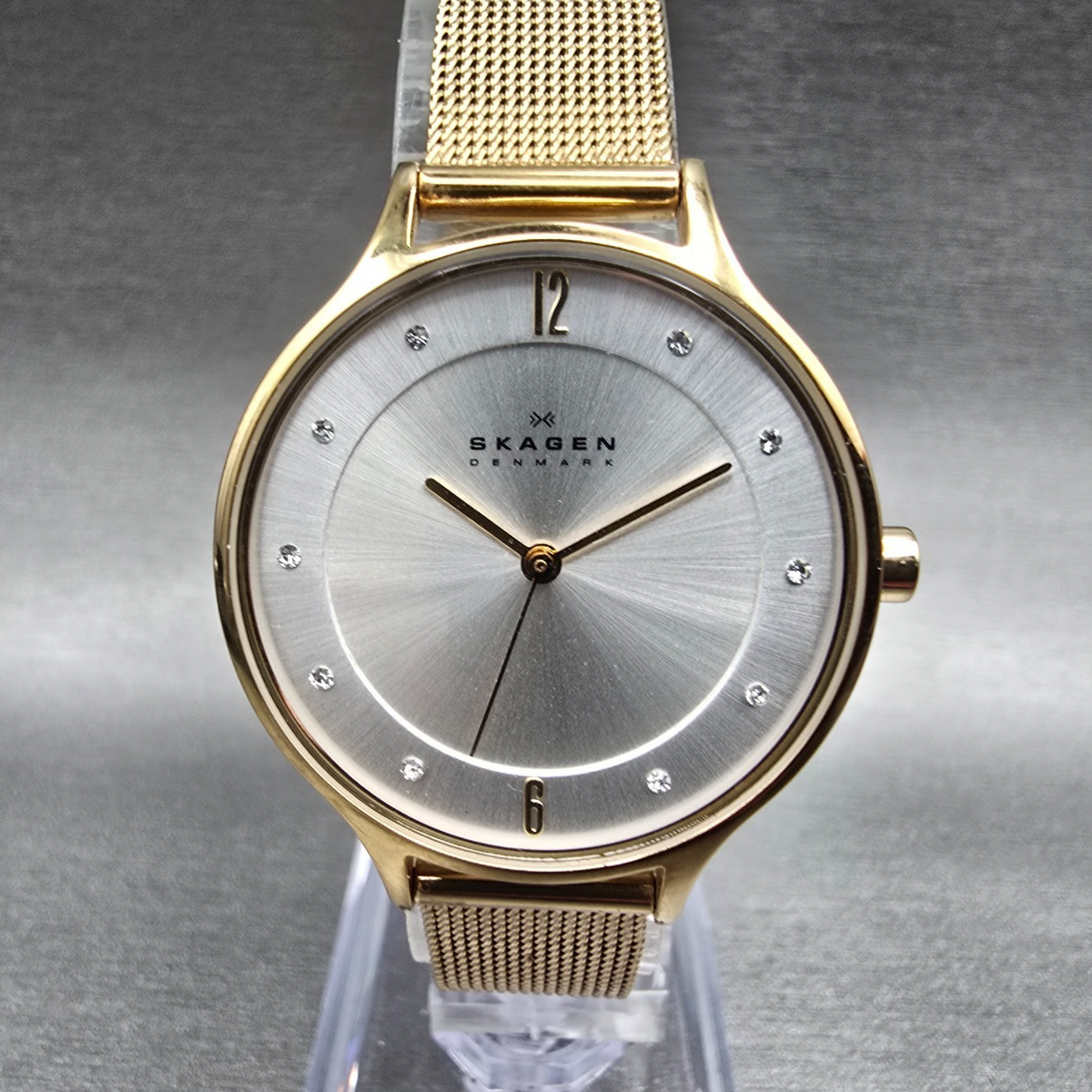 Skagen Anita Watch Women 30mm Silver Dial Gold Tone Round SKW2150 New Battery0