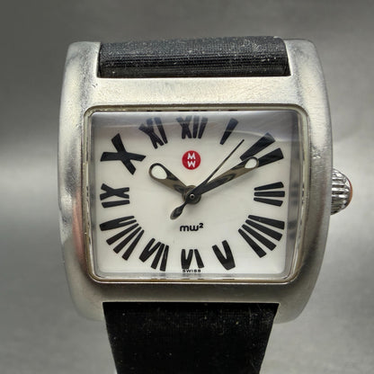 Michele MW2 Watch Women 29mm MOP Dial Steel Rectangle MW07B00 New Battery0