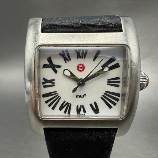 Michele MW2 Watch Women 29mm MOP Dial Steel Rectangle MW07B00 New Battery0