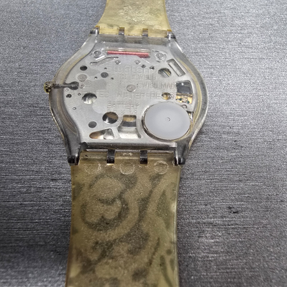 Swatch Portrait Watch Men 34mm Silver Dial Clear Case Round SFK150P New Battery13