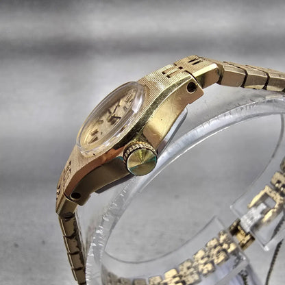 Seiko Watch Women 17mm Gold Dial Gold Tone Round 11-0639 Manual Wind Works VTG2