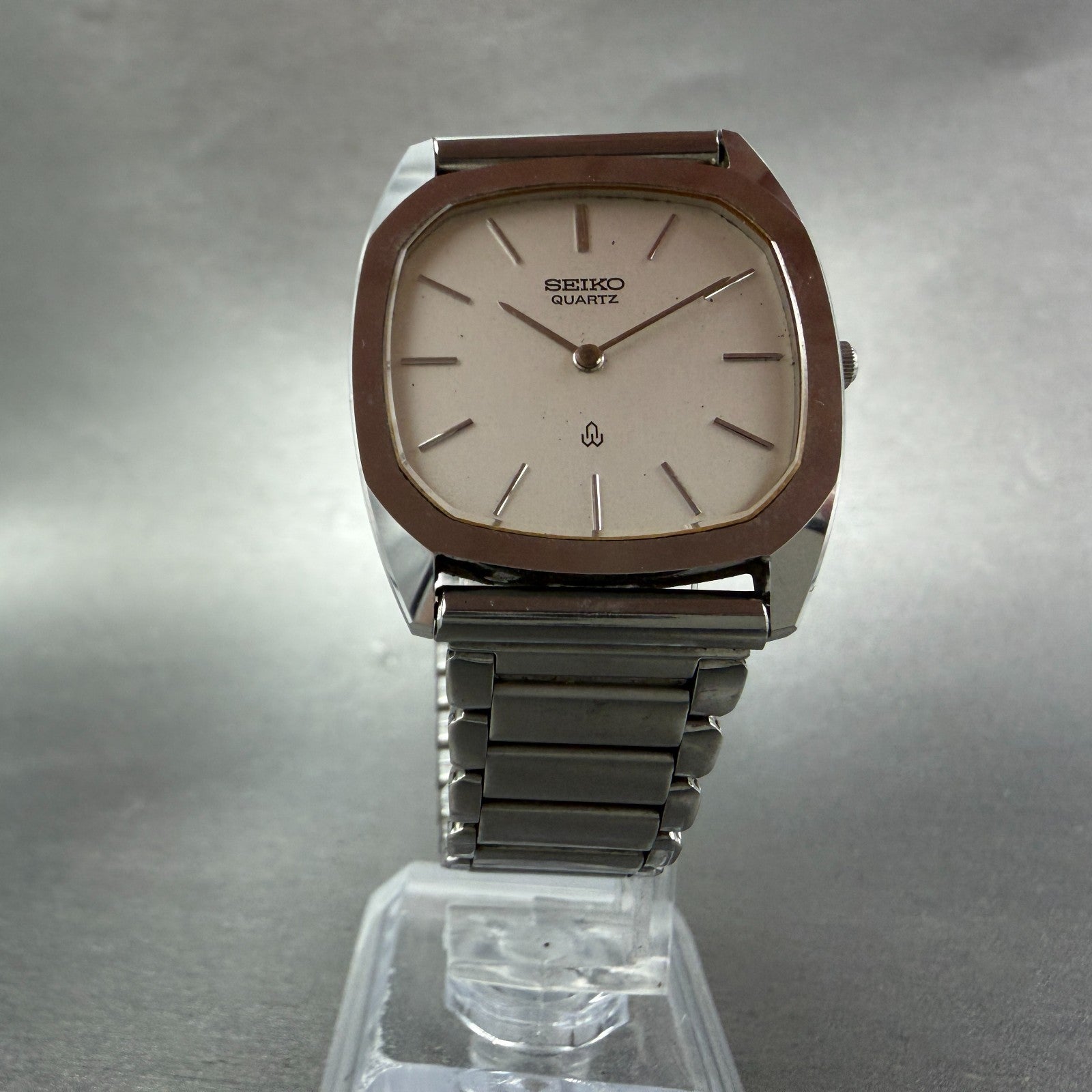 Seiko Watch Men 30mm Silver Dial Silver Tone Round 6020-5250 New Battery Vintage5