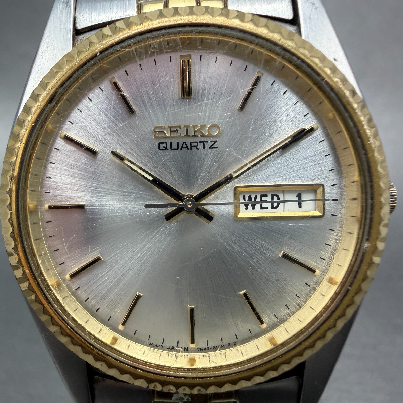 Seiko President Watch Men 36mm Silver Dial Two Tone Daydate SGF204 New Batt 93BD1