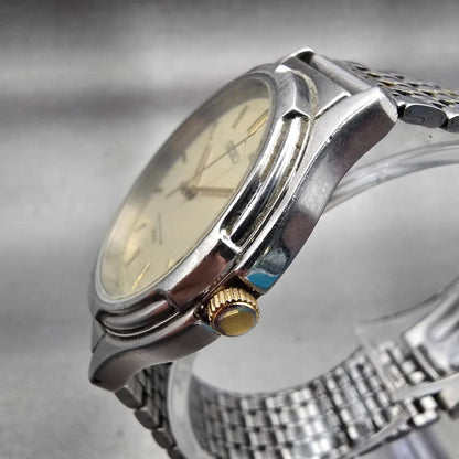 Seiko Watch Men 36mm Champagne Dial Silver Tone Round 7N01-0AL0 New Battery VTG2