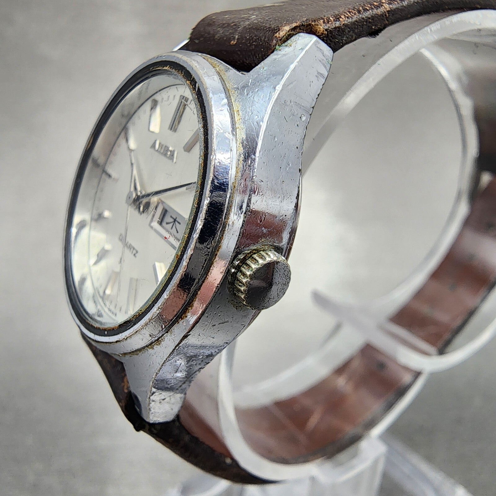 VTG Seiko Alba Watch Women 25mm Silver Dial Silver Tone Daydate Round New Batt2