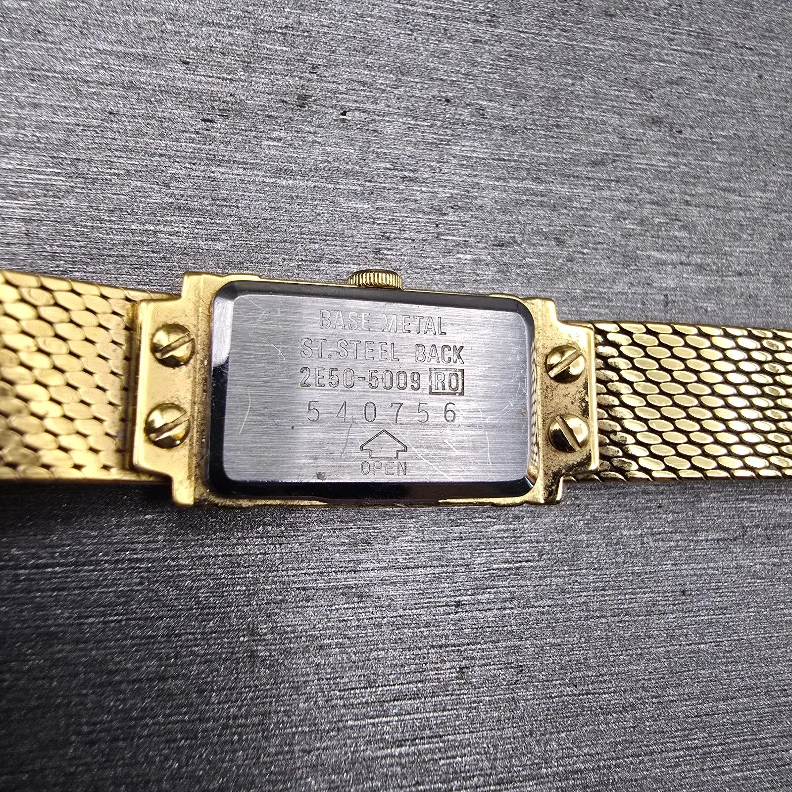 Seiko Lassale Watch Women 12mm Gold Dial Gold Tone Rectangle 2E50-5009 New Batt10