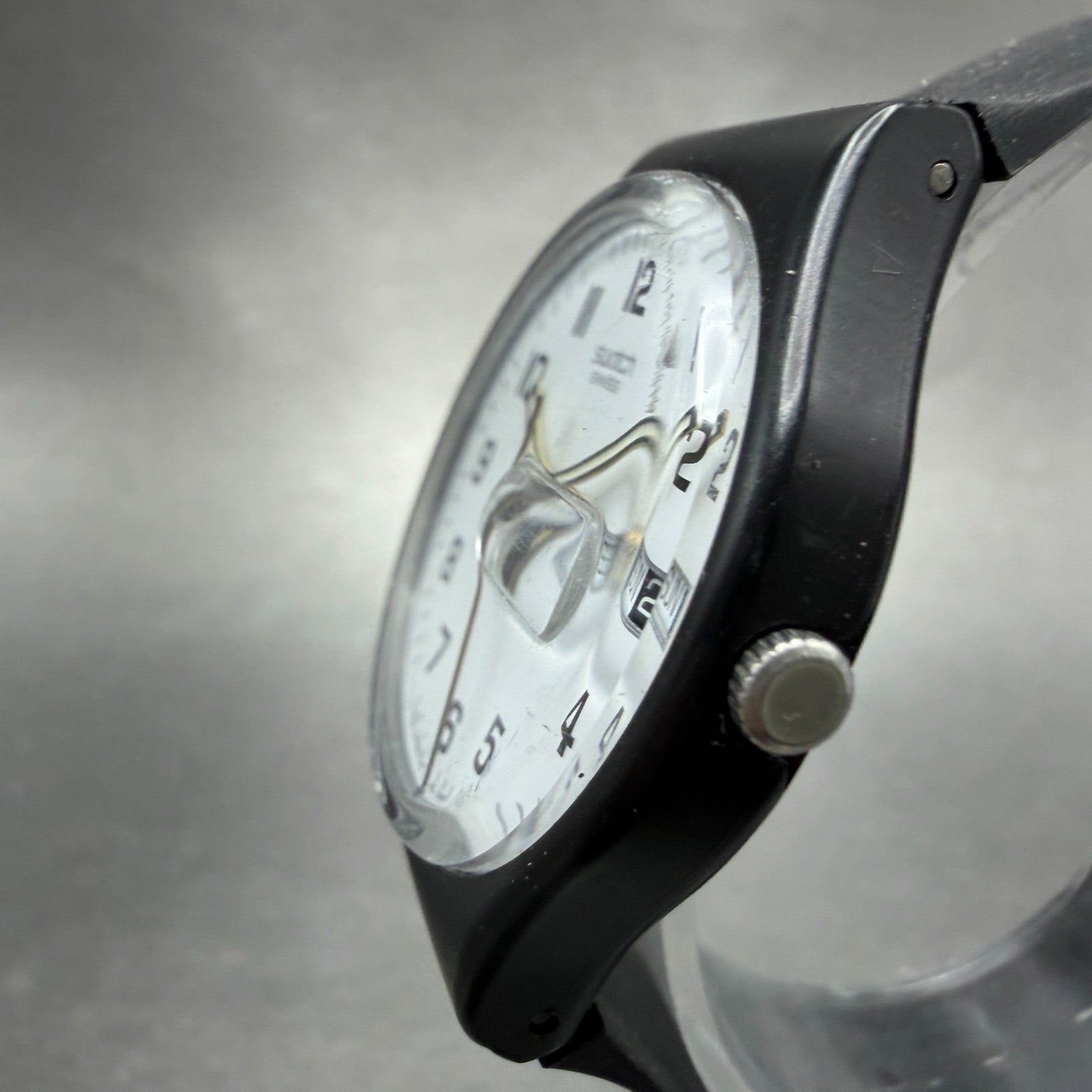 Swatch Once Again Watch Men 34mm White Dial Black Daydate GB743 Round New Batt2