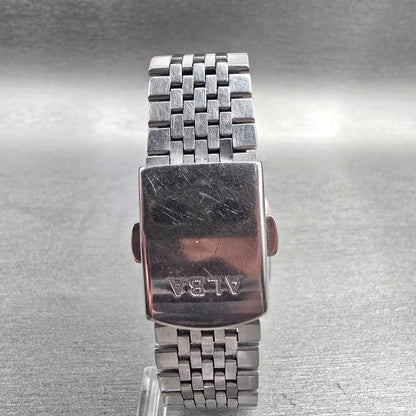 Seiko Alba Watch Men 32mm Silver Dial Silver Tone Daydate 7N33-K003 New Battery7
