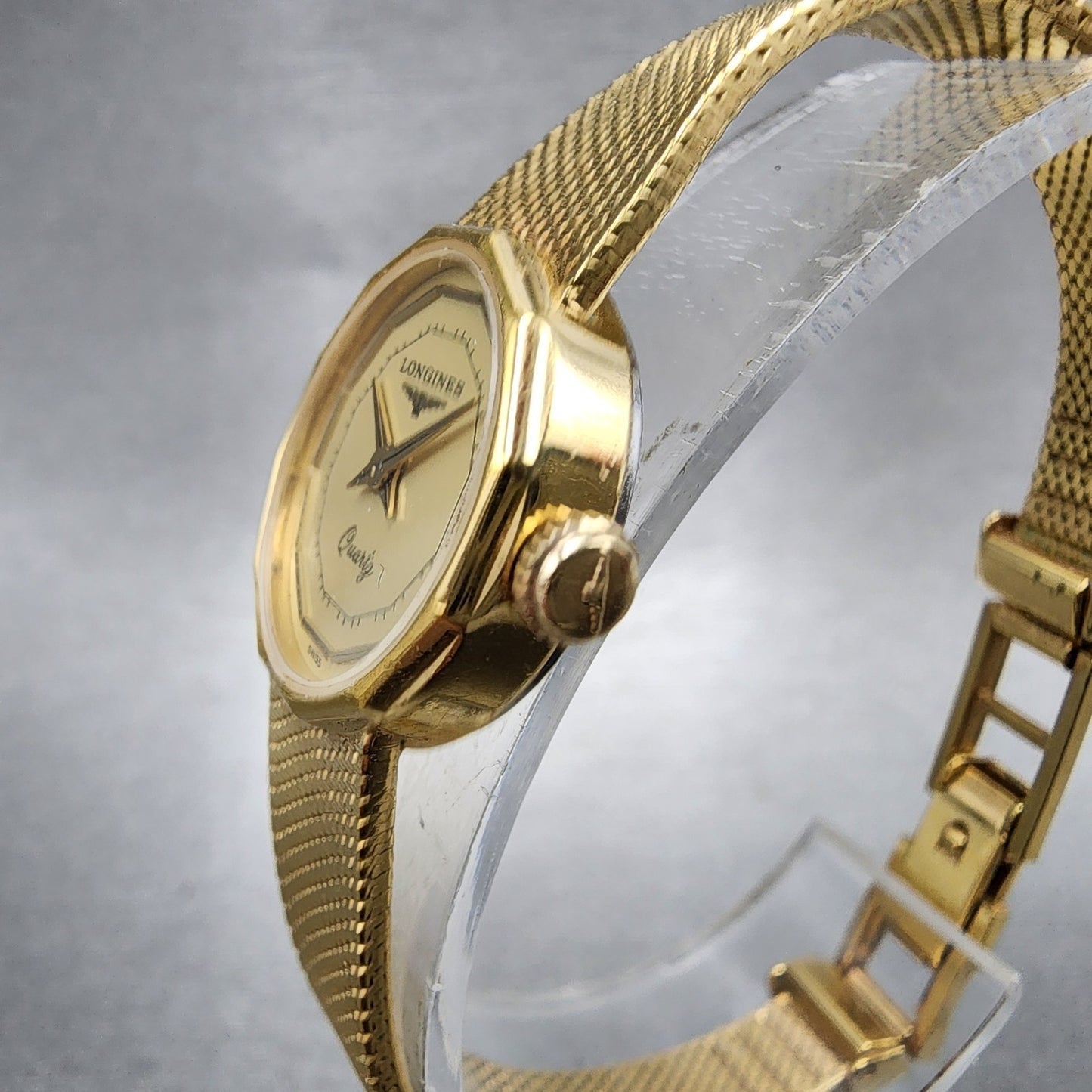 Longines Watch Women 19mm Champagne Dial Gold Tone Round New Battery2
